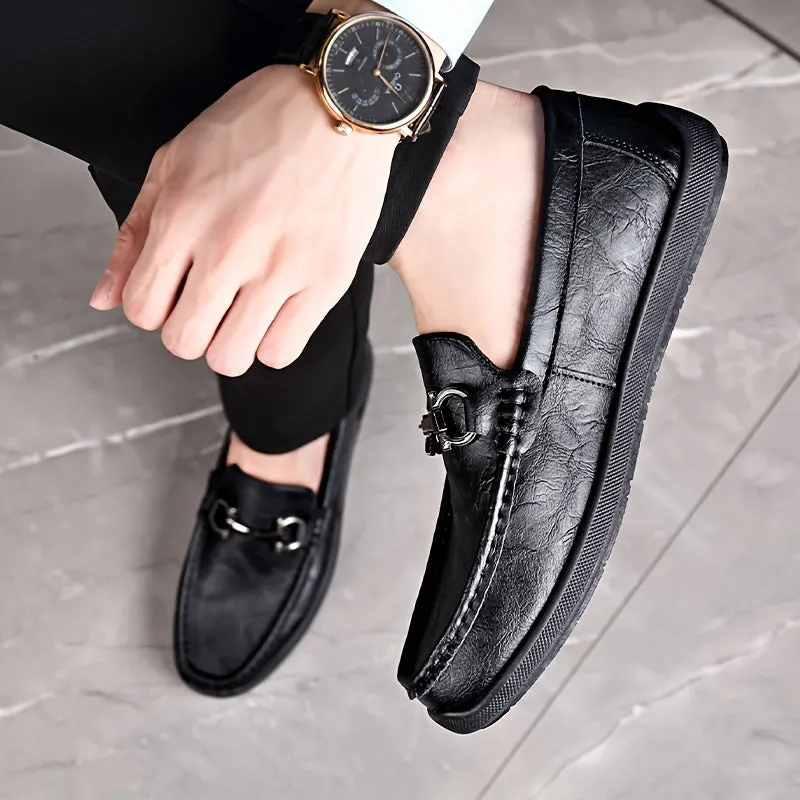 Men's  PU Leather Black Loafer With Rubber Sole Ideal  For Gen Z