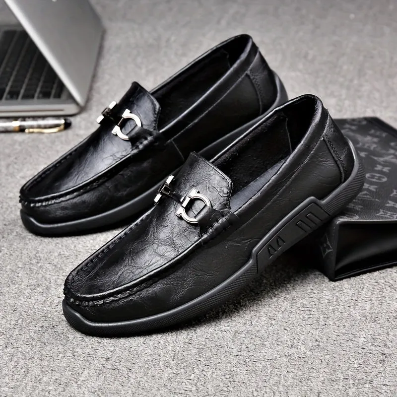 Men's  PU Leather Black Loafer With Rubber Sole Ideal  For Gen Z