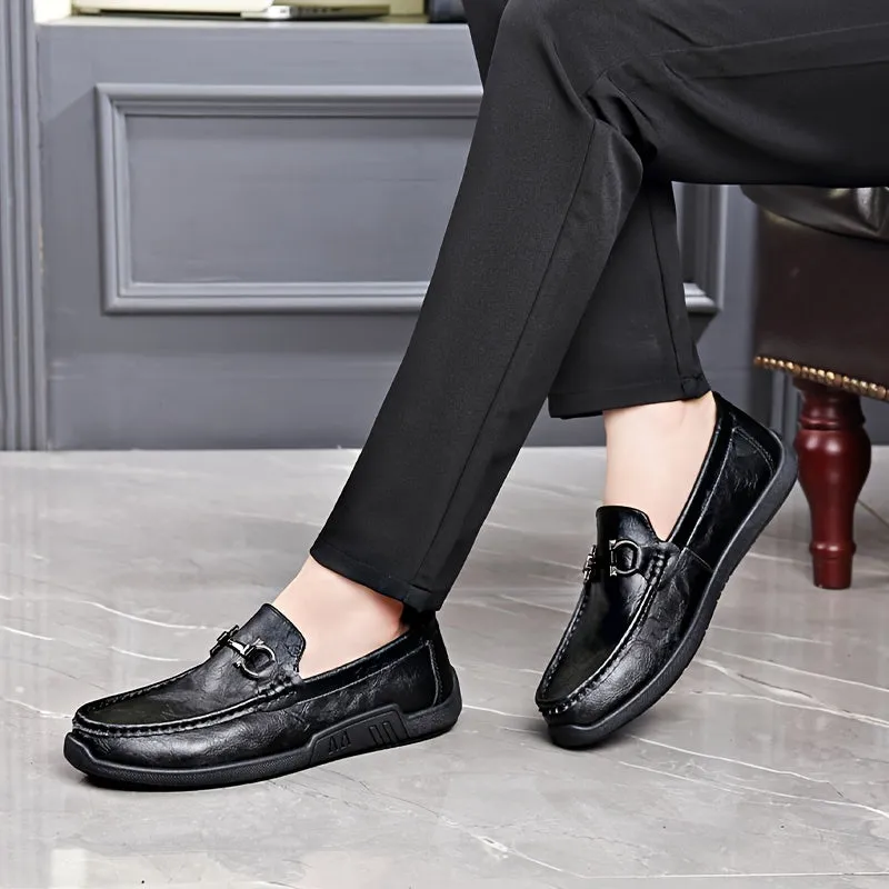 Men's  PU Leather Black Loafer With Rubber Sole Ideal  For Gen Z