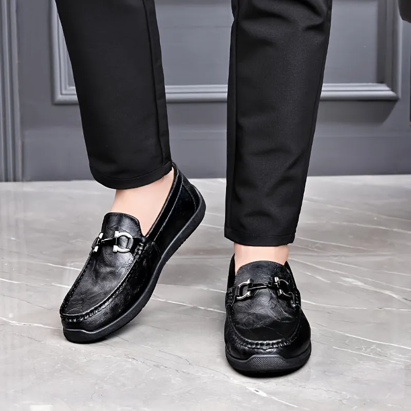 Men's  PU Leather Black Loafer With Rubber Sole Ideal  For Gen Z
