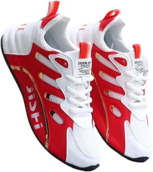 Men's Road Running Shoes - Stylish Geometric Pattern, Breathable Mesh Upper & Durable Rubber Sole, Lace-Up Closure, Low-Top Design for All-Season Outdoor Activities
