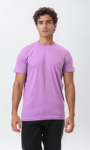 O164595 Heather Light Purple Short Sleeves Basic T-Shirt