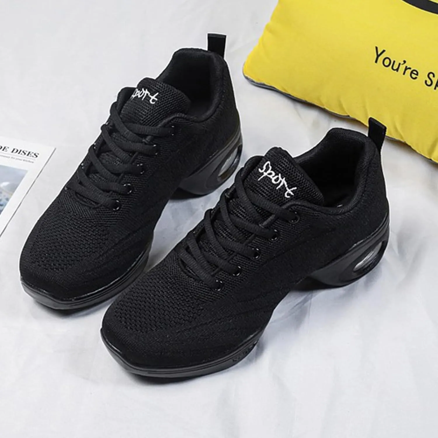 ONAIC Jazz Dance Shoes for Women Lace-Up Modern Dance Shoes Non-Slip Comfort Platform Walking Dance Shoes