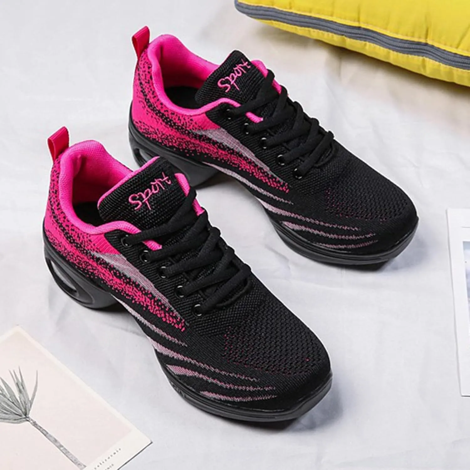 ONAIC Jazz Dance Shoes for Women Lace-Up Modern Dance Shoes Non-Slip Comfort Platform Walking Dance Shoes