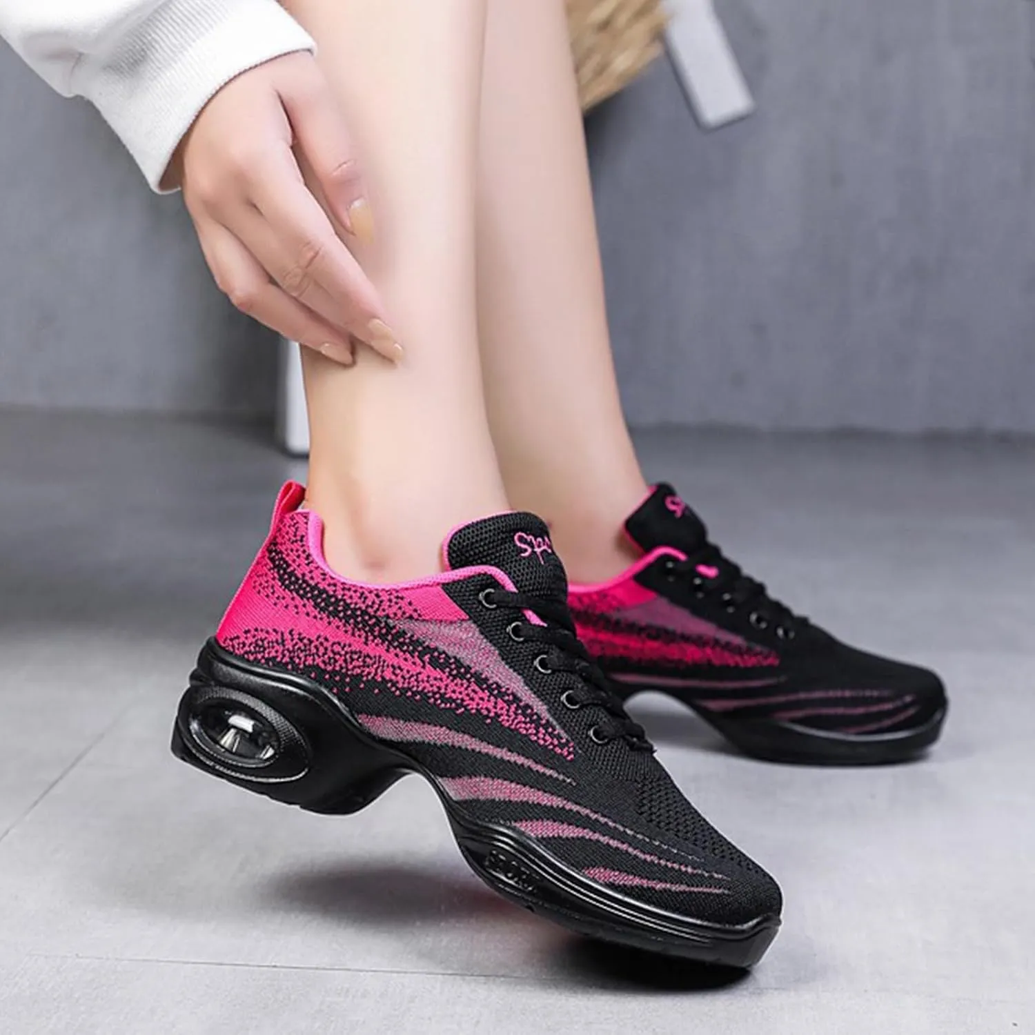 ONAIC Jazz Dance Shoes for Women Lace-Up Modern Dance Shoes Non-Slip Comfort Platform Walking Dance Shoes