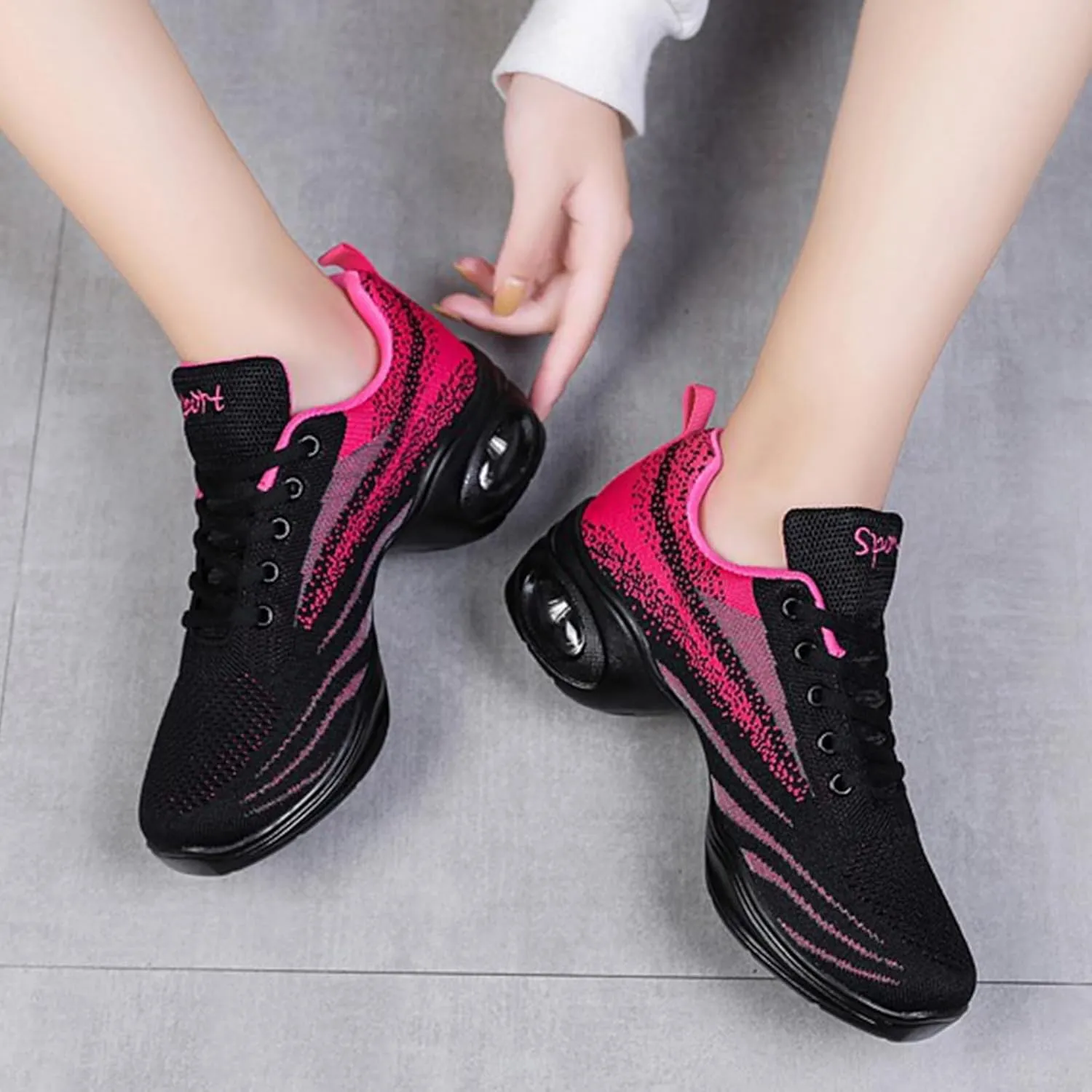 ONAIC Jazz Dance Shoes for Women Lace-Up Modern Dance Shoes Non-Slip Comfort Platform Walking Dance Shoes