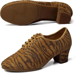ONAIC Womens Standard Ballroom Dance Shoes Lace Up Practice Latin Dance Shoes Breathable Modern Salsa Dance Performance Shoes