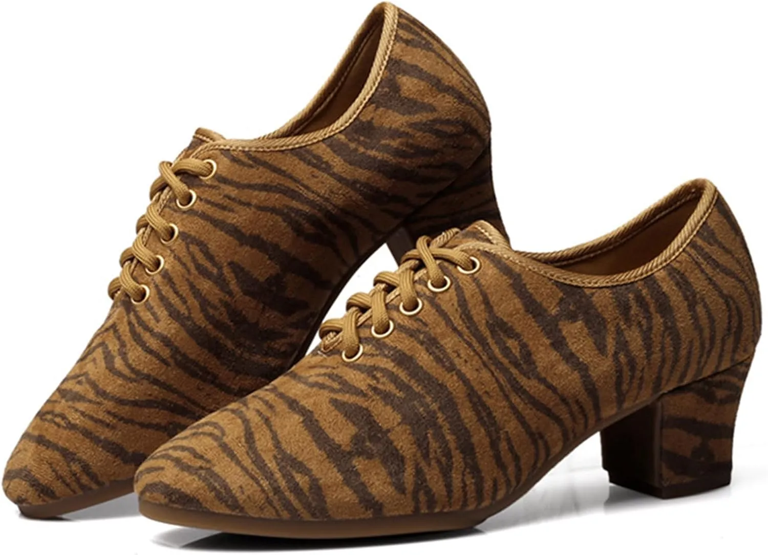 ONAIC Womens Standard Ballroom Dance Shoes Lace Up Practice Latin Dance Shoes Breathable Modern Salsa Dance Performance Shoes