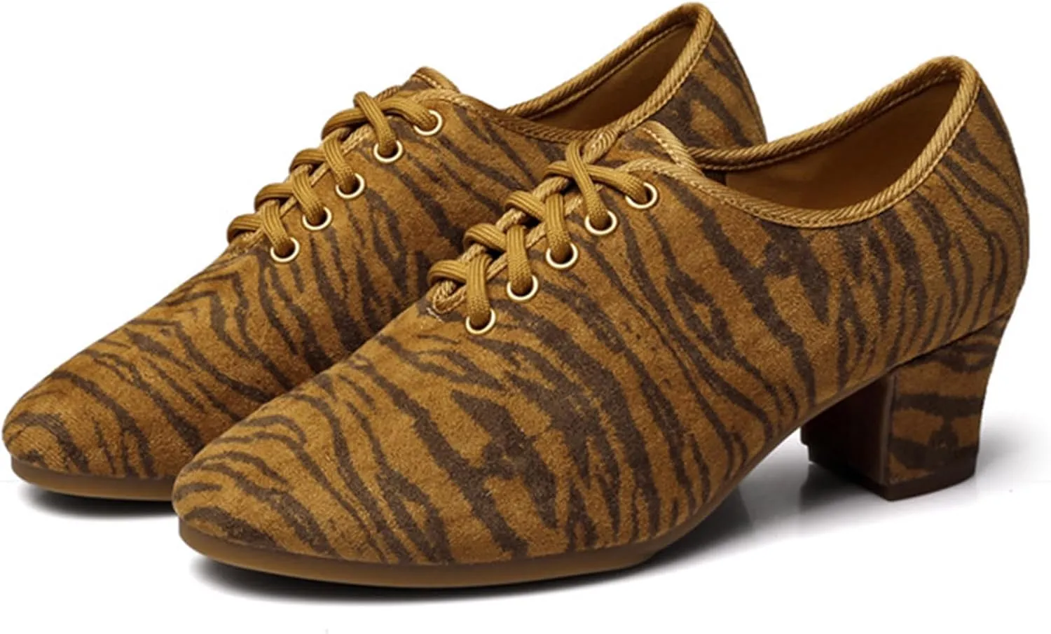 ONAIC Womens Standard Ballroom Dance Shoes Lace Up Practice Latin Dance Shoes Breathable Modern Salsa Dance Performance Shoes