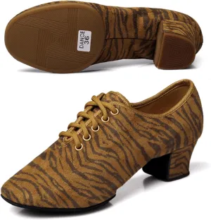 ONAIC Womens Standard Ballroom Dance Shoes Lace Up Practice Latin Dance Shoes Breathable Modern Salsa Dance Performance Shoes