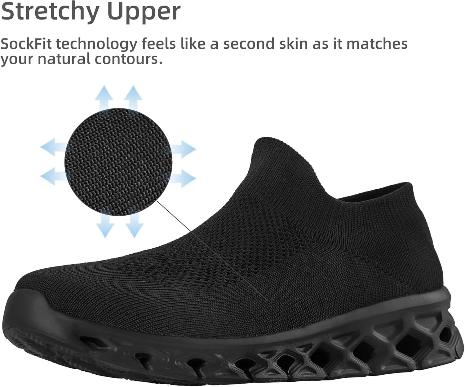 Orthopedic Shoes for Women Men Wide Slip On Walking Sock Shoes with Arch Support Comfortable Sneaker for Plantar Fasciitis Pain Relief