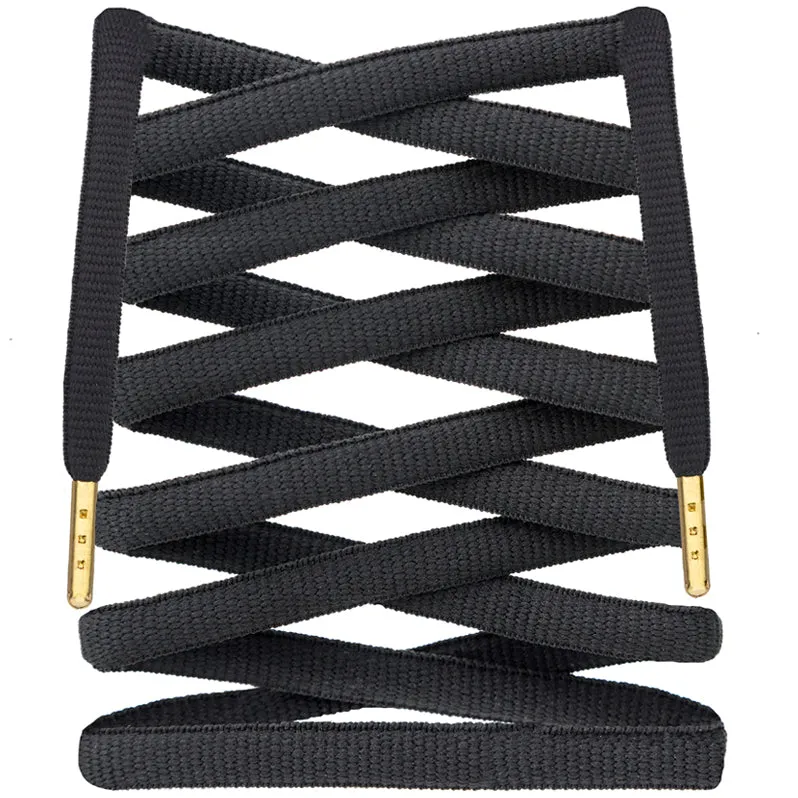 Oval Wide SB Replacement Shoelaces w/ Gold Tips