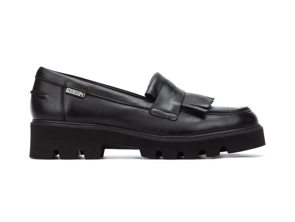 Pikolinos Salamanca W6Y-3631 Black Tassel Platform Loafer Slip On Shoe Made In Spain