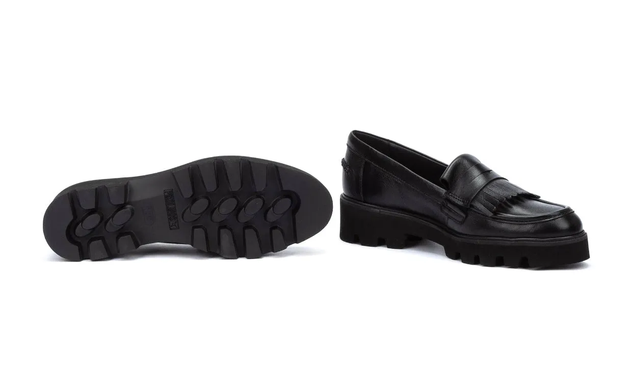 Pikolinos Salamanca W6Y-3631 Black Tassel Platform Loafer Slip On Shoe Made In Spain