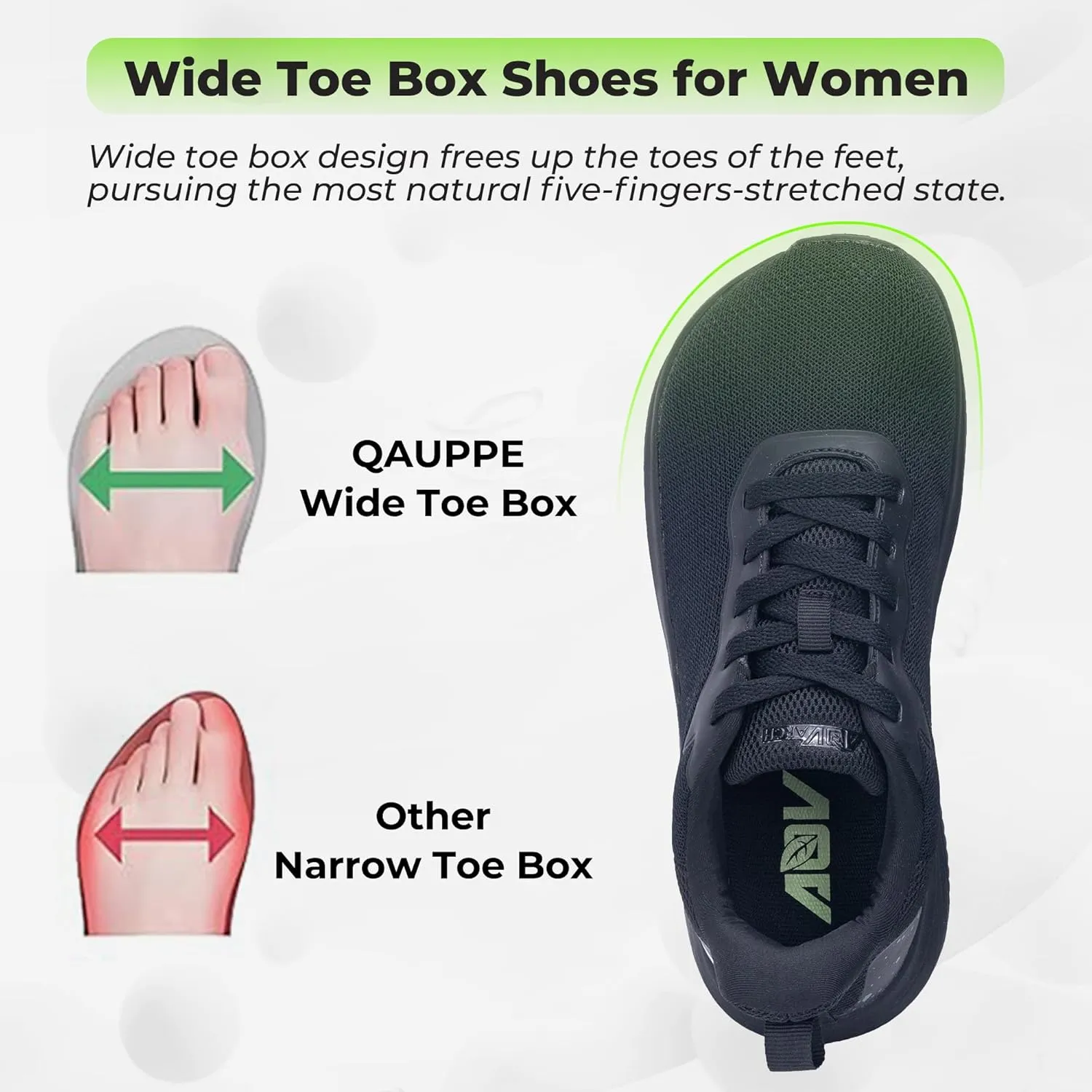 QAUPPE Wide Toe Box Shoes Women Arch Support Walking Sneakers Tennis Sneakers Orthotic Plantar Fasciitis Shoes US 6-11