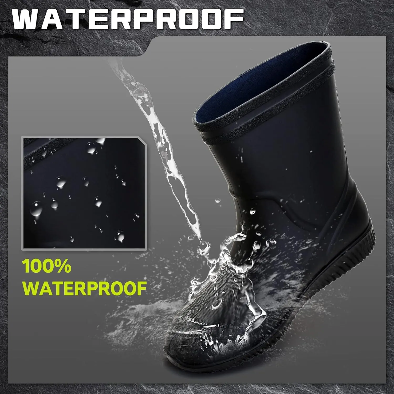 Rain Boots for WomenWaterproof Garden Rubber Boots, Non-slip Width Mid-Calf Comfort Short Boots, Ankle Rainboots Boots, Lightweight Platform Mud Boots Water Shoes for Outdoor Working Fishing