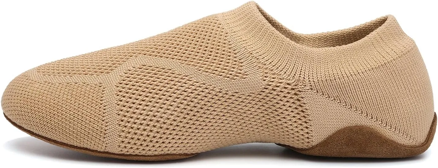 Slip-on Fabric Jazz Shoes for Women Trainning Beginner Standard Practice Dance Shoes Jazz Dance Slippers,Model SS-FGSS