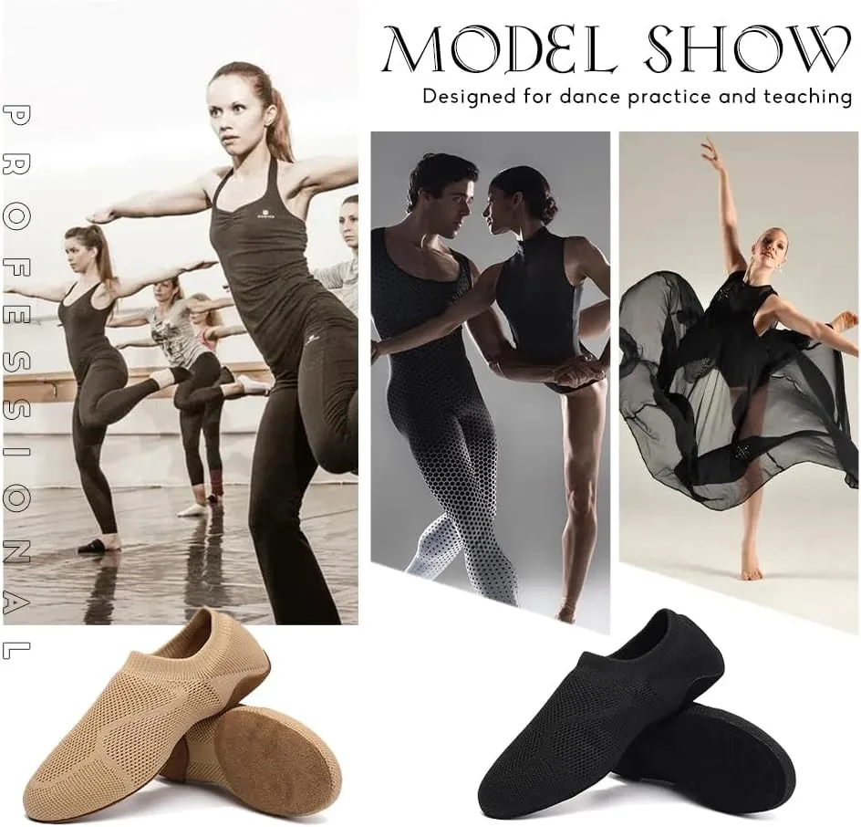 Slip-on Fabric Jazz Shoes for Women Trainning Beginner Standard Practice Dance Shoes Jazz Dance Slippers,Model SS-FGSS