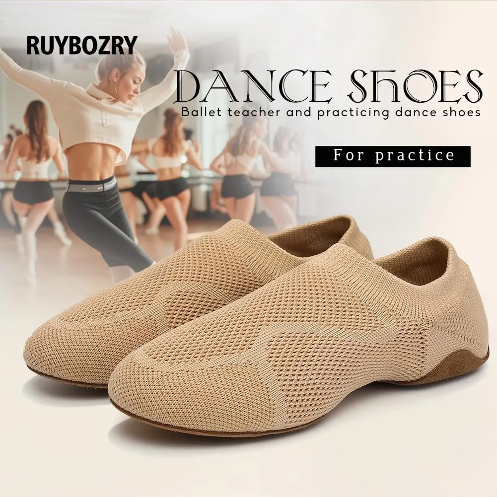 Slip-on Fabric Jazz Shoes for Women Trainning Beginner Standard Practice Dance Shoes Jazz Dance Slippers,Model SS-FGSS