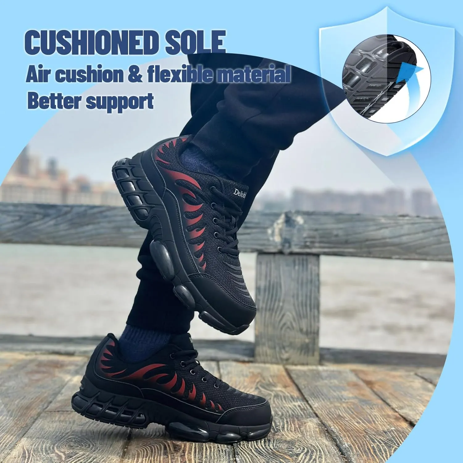 Steel Toe Shoes for Women Comfortable Non Slip Safety Work Shoes Air Cushion Sneakers Indestructible Industrial Construction Footwear