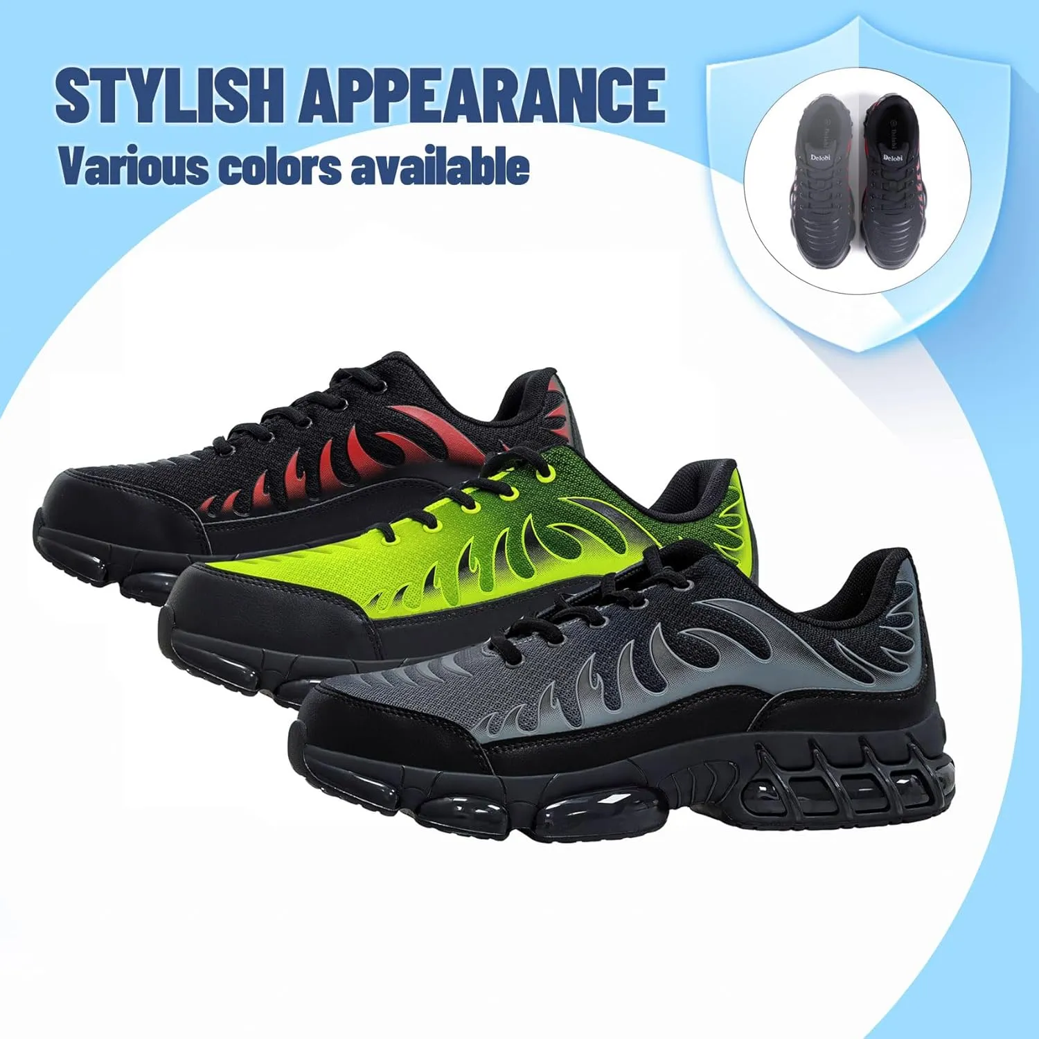 Steel Toe Shoes for Women Comfortable Non Slip Safety Work Shoes Air Cushion Sneakers Indestructible Industrial Construction Footwear