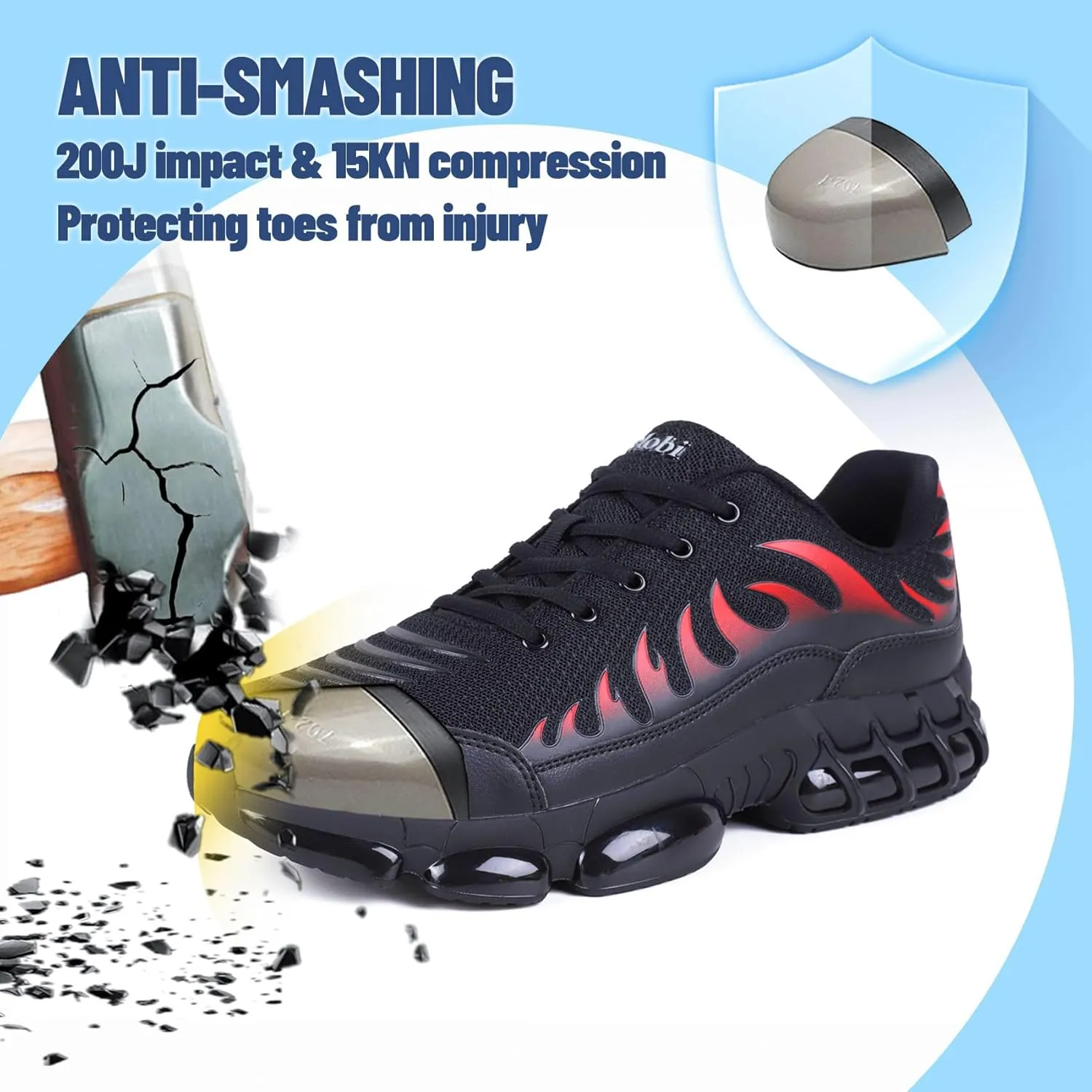 Steel Toe Shoes for Women Comfortable Non Slip Safety Work Shoes Air Cushion Sneakers Indestructible Industrial Construction Footwear