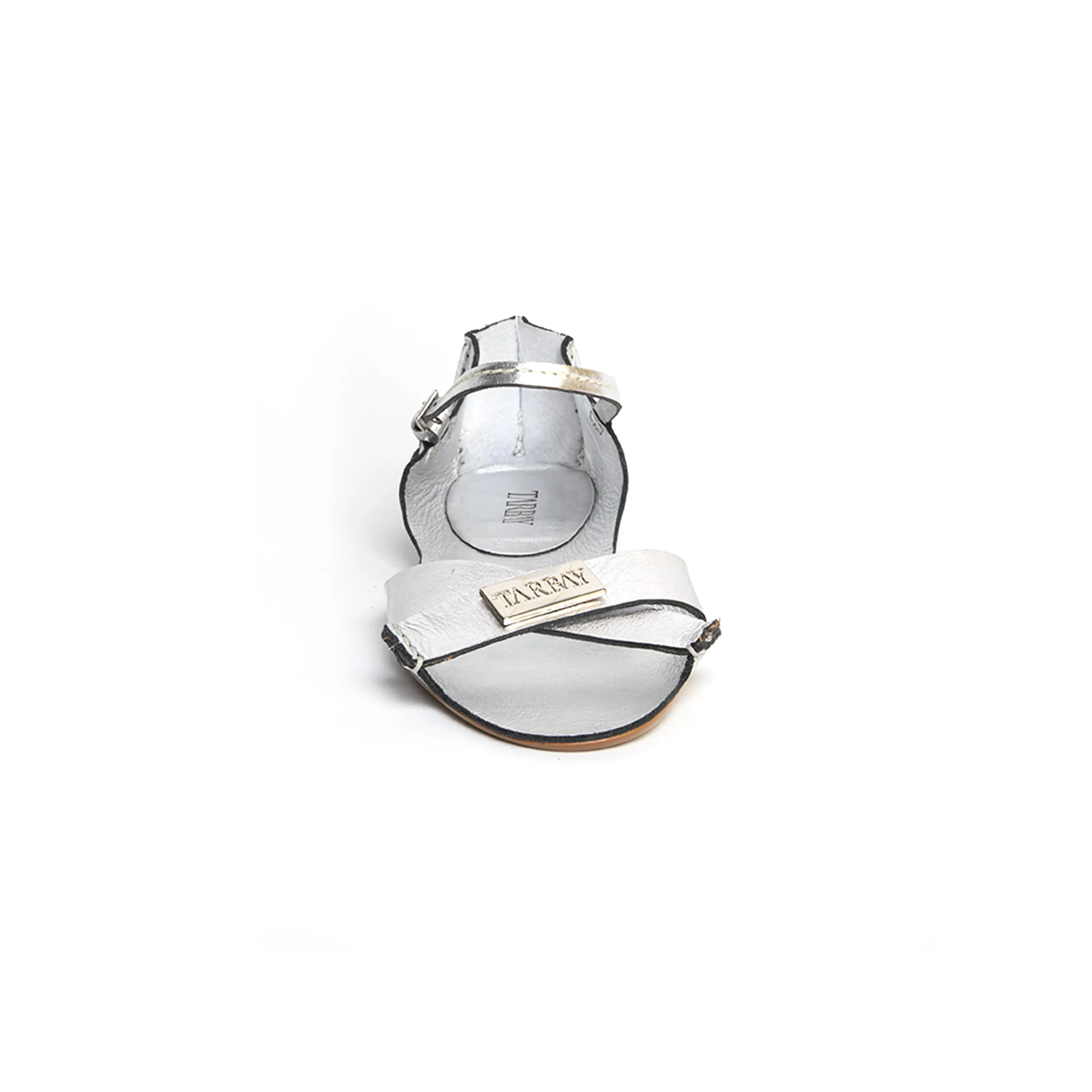Tajali Leather Sandals - Metallic Silver