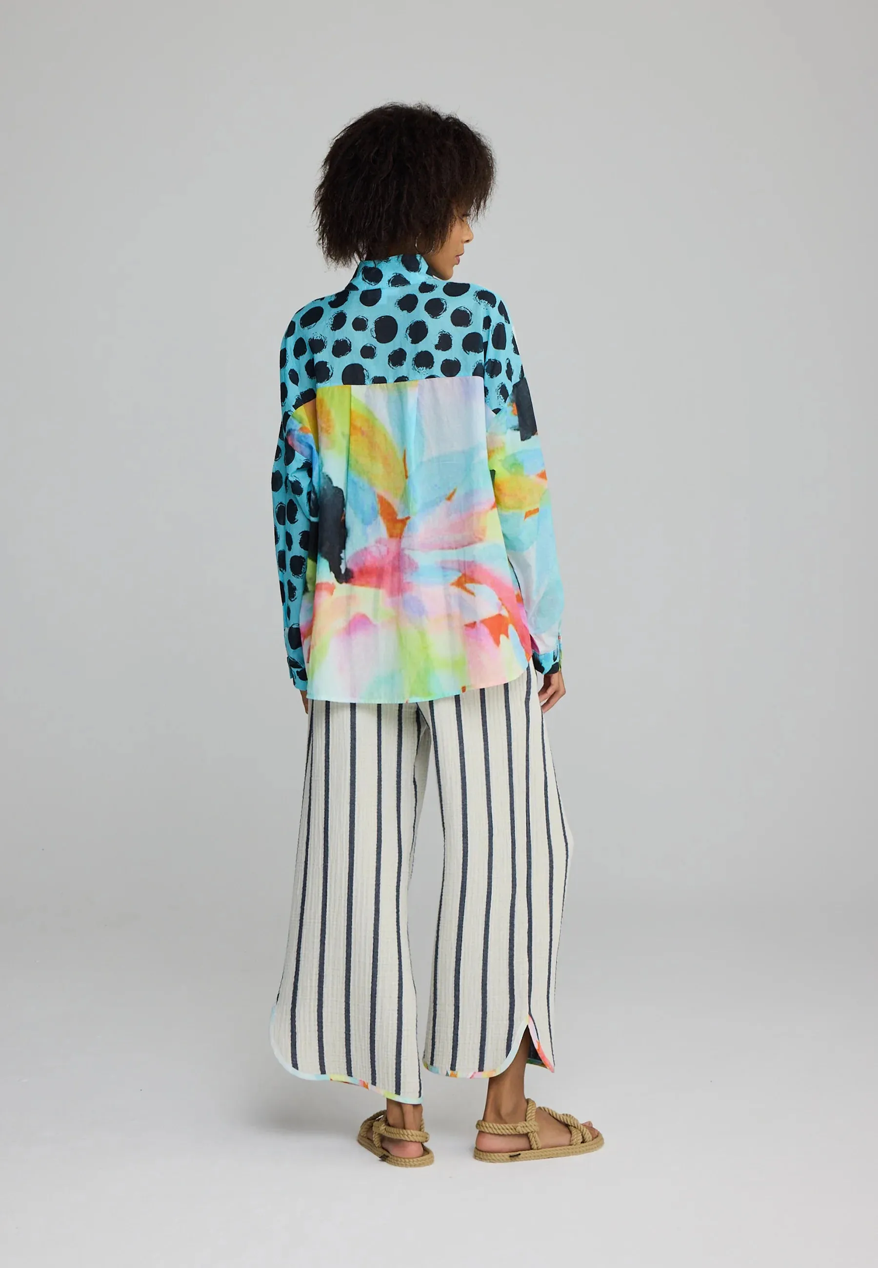 TIRRENA – Cropped Striped Cotton Pants