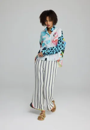 TIRRENA – Cropped Striped Cotton Pants