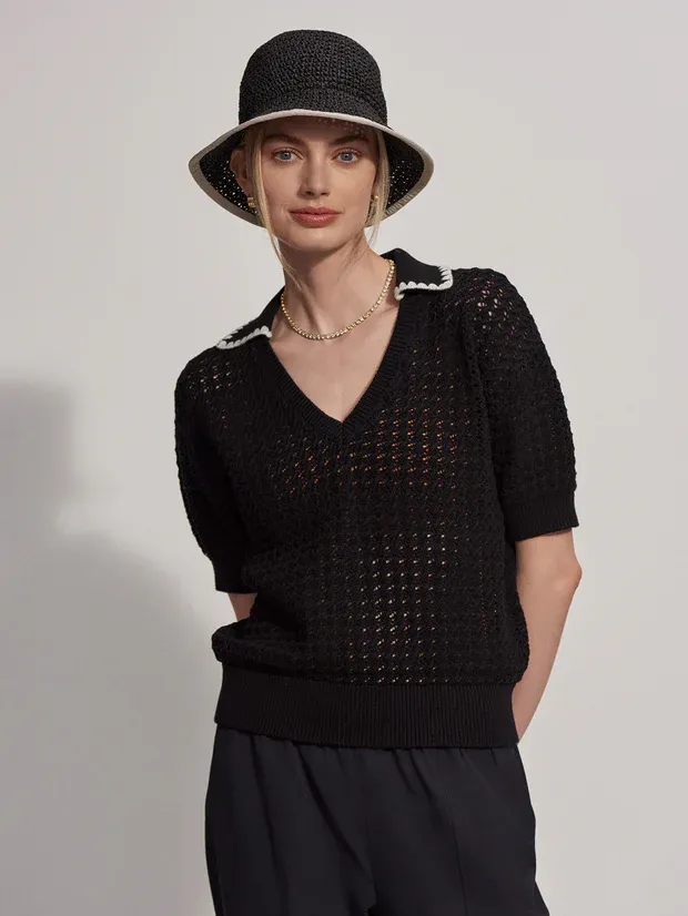 Varley Monte Knit Polo - Black