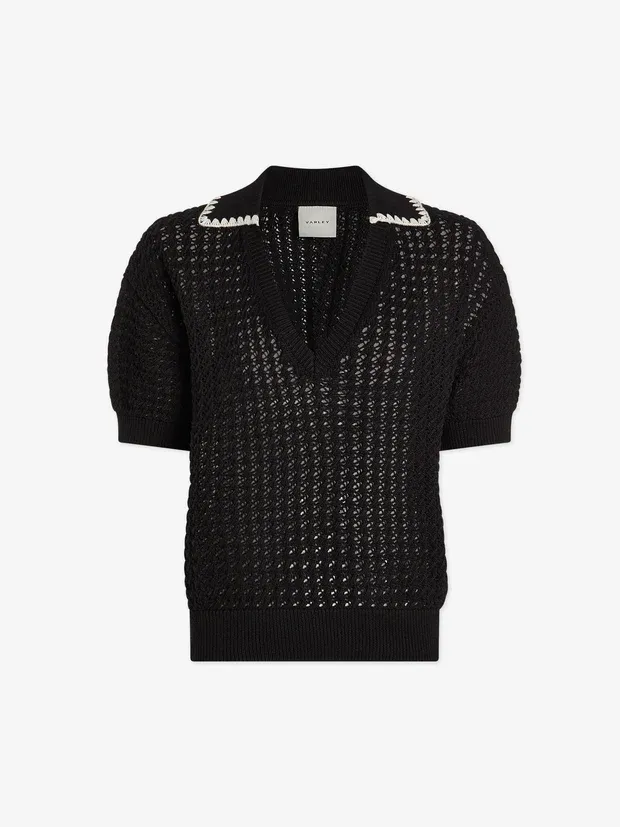 Varley Monte Knit Polo - Black