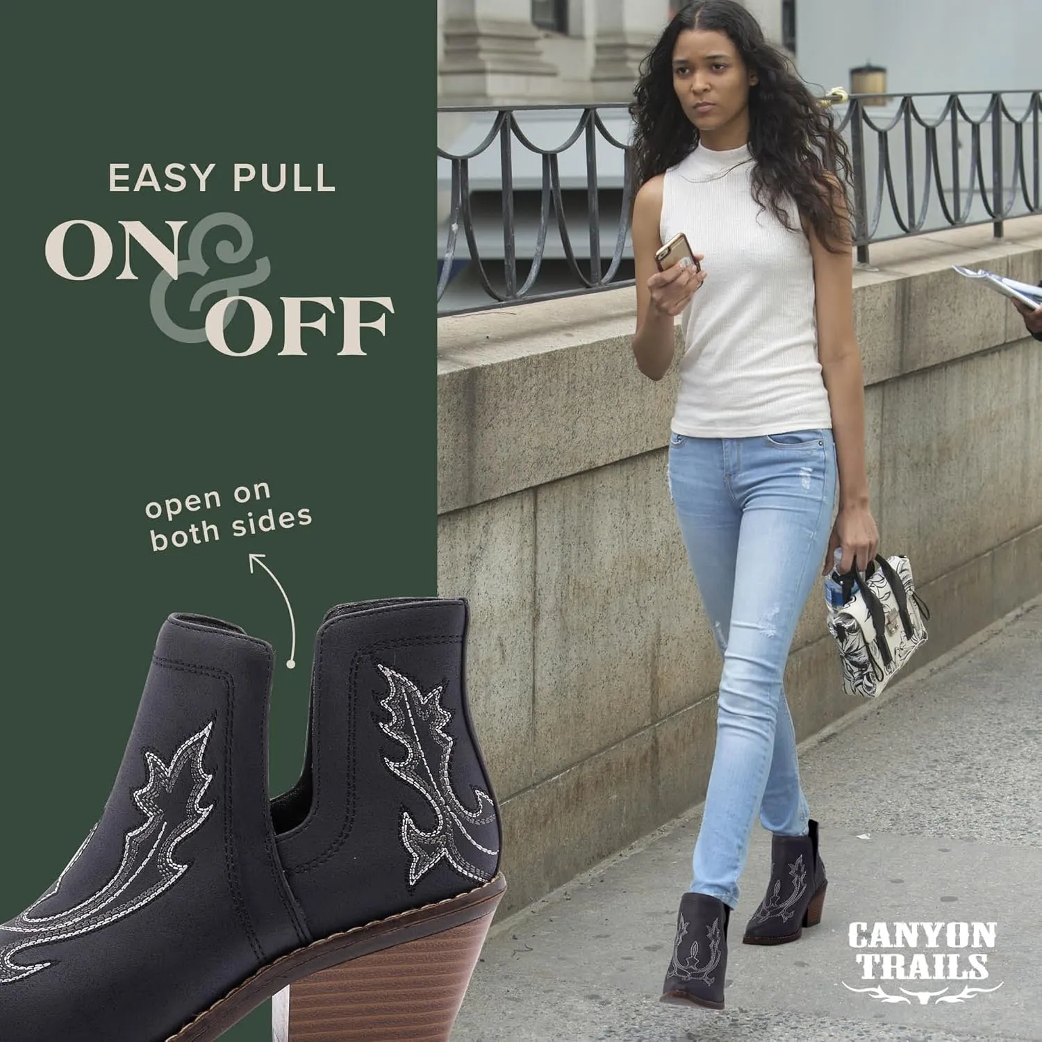 Western Cowboy Boots for Women - Durable Stack Heel and Ankle Style Cowgirl Boots - Comfortable Faux Leather Teen Girls & Women's Ankle Boots & Booties