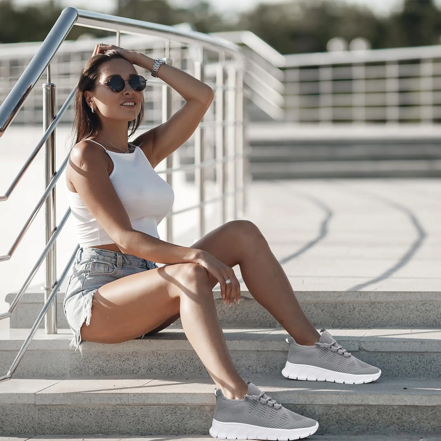 Women Running Shoes Tennis Walking Sneakers Lightweight Slip On Workout Gym Shoes