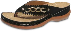 Women Summer Comfortable Flip Flops Dressy Open Toe Sandals with Arch Support Low Heel Slippers Casual Beach
