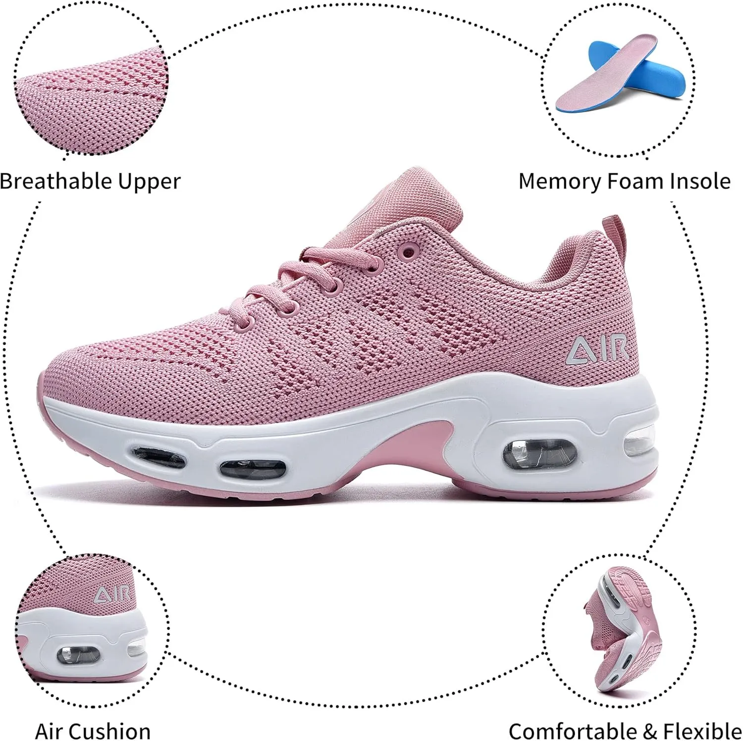 Womens Air Running Shoes Walking Tennis Fashion Sneakers Casual Comfortable Breathable Jogging Shoes