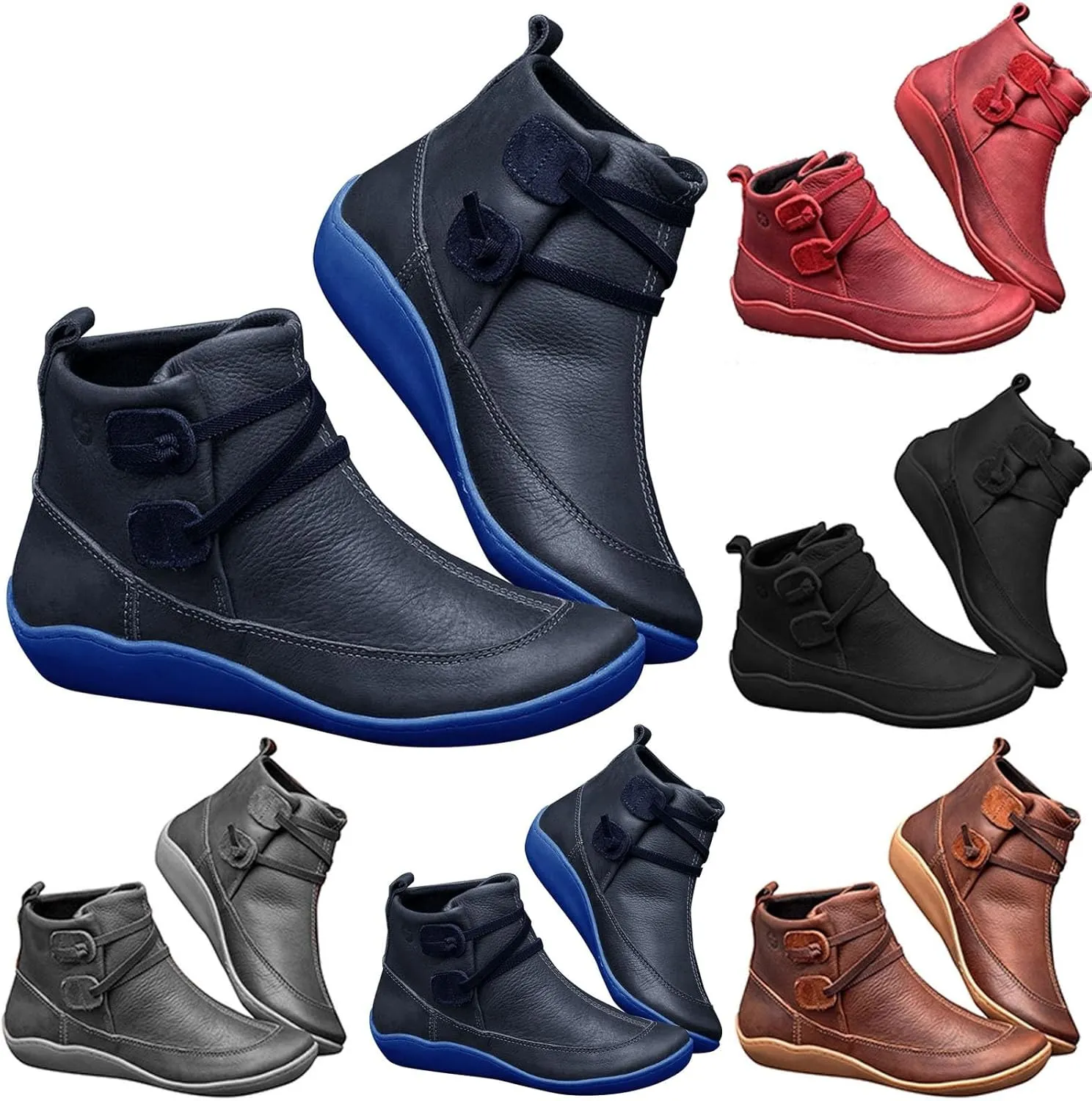 Women's Boots Ankle Womens Black Booties Low Heel Women's Casual Boots Hiking Boot Laces Men Closed Toe Indoor and Outdoor Lace-up Round Toe Comfortable Low Heel