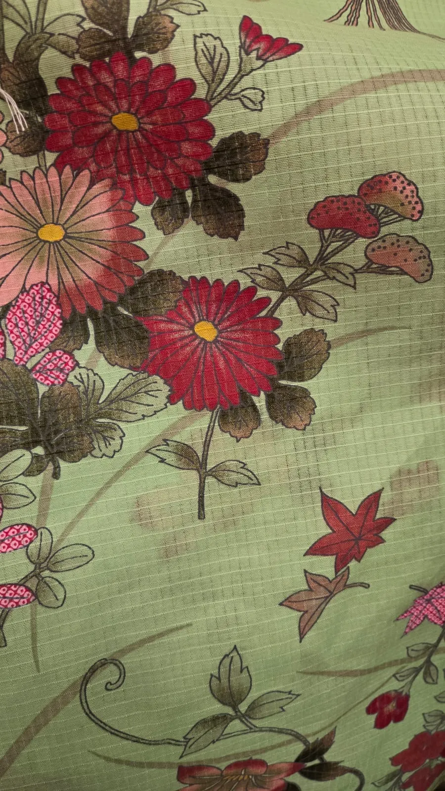 Women's Yukata - Green with floral print