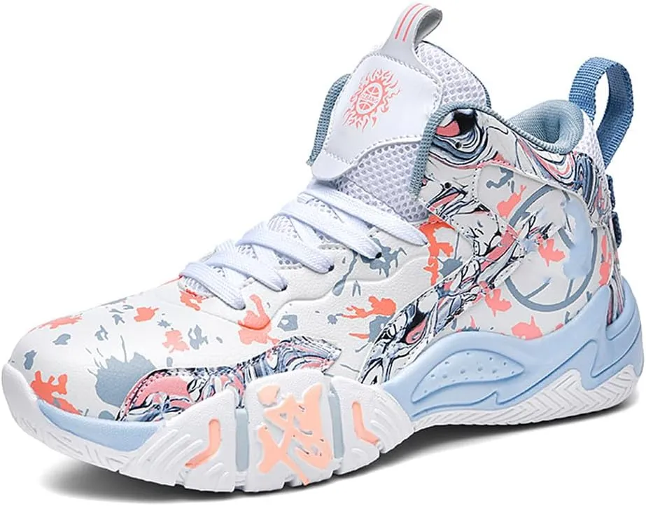 YAXE Unisex High Top Basketball Shoes Lightweight Comfortable Non Slip Fashion Running Sneakers