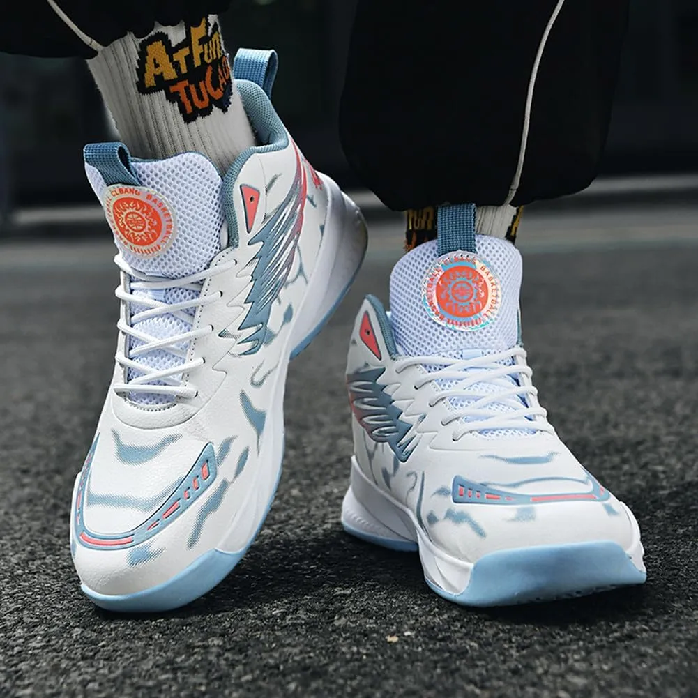 YAXE Unisex High Top Basketball Shoes Lightweight Comfortable Non Slip Fashion Running Sneakers