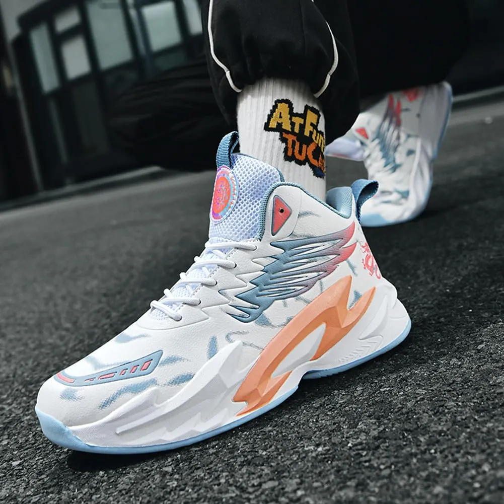 YAXE Unisex High Top Basketball Shoes Lightweight Comfortable Non Slip Fashion Running Sneakers