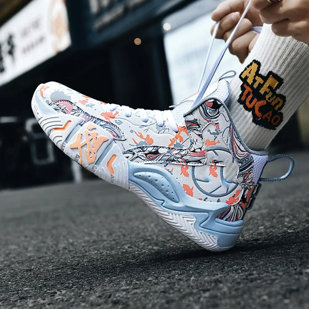 YAXE Unisex High Top Basketball Shoes Lightweight Comfortable Non Slip Fashion Running Sneakers