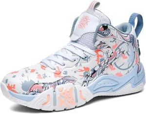 YAXE Unisex High Top Basketball Shoes Lightweight Comfortable Non Slip Fashion Running Sneakers