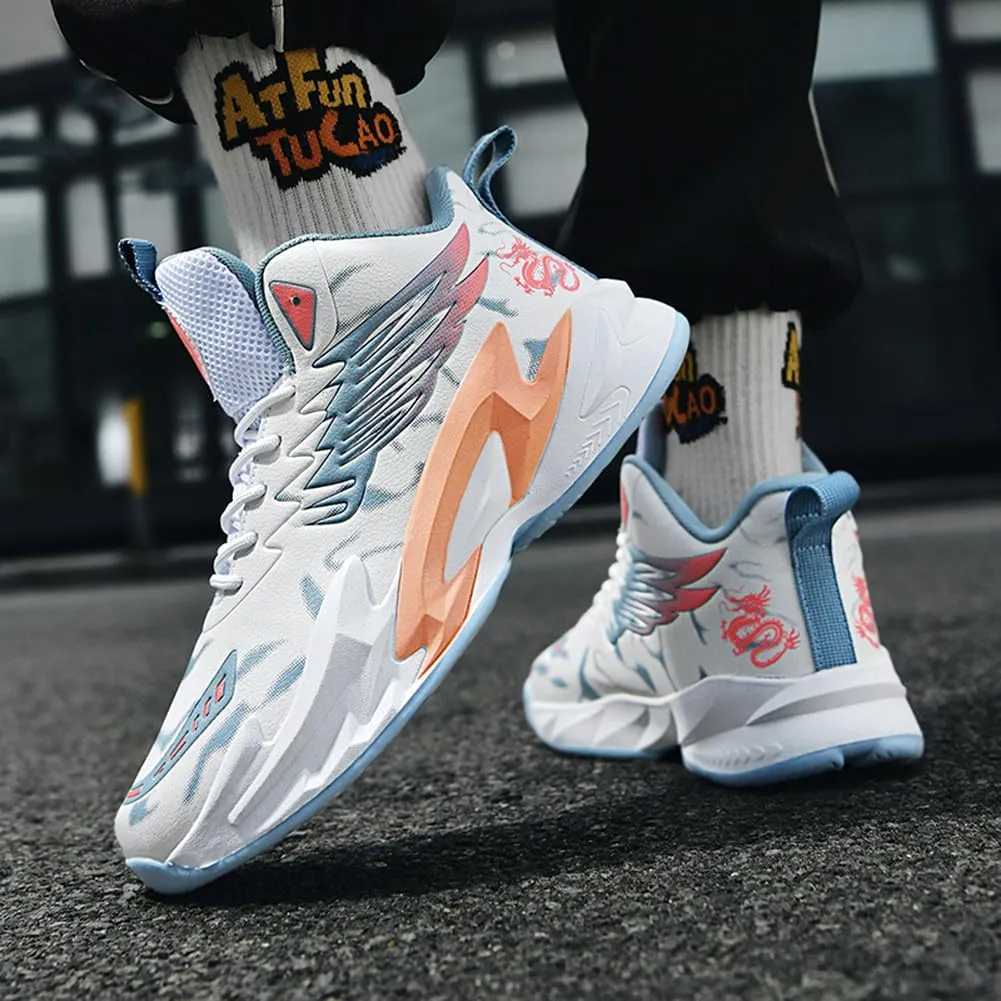 YAXE Unisex High Top Basketball Shoes Lightweight Comfortable Non Slip Fashion Running Sneakers